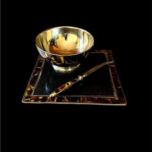 Ralph Lauren Home Faux Tortoise Cheese board with Granite inlay set and bowl!